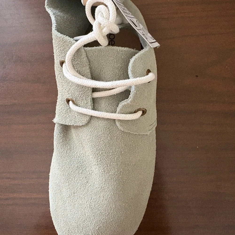 pf Flyers Kids Suede Lace-Up Dress Shoes in Light Sage